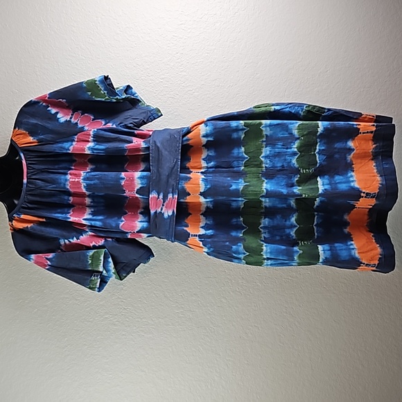 Anthropologie Velvet | NWT Women's Blue Tie Dye Short Sleeves Slip-On Dress M - Picture 6 of 9